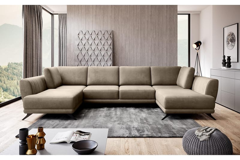Sovesofa Dobbeltsjeselong Kazuma - Beige - Møbler - Sofaer - Sovesofaer - Langsgående sovesofa