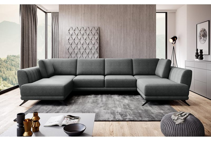 Sovesofa Dobbeltsjeselong Kazuma - Grå - Møbler - Sofaer - Sovesofaer - Langsgående sovesofa