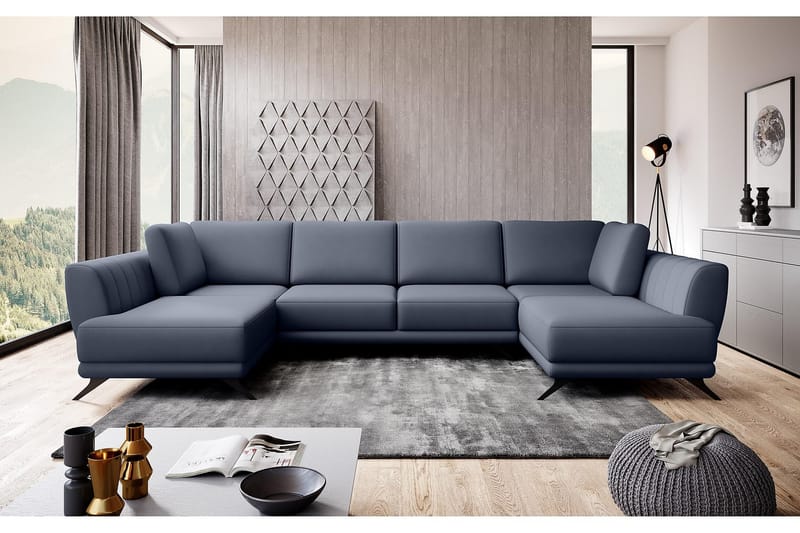 Sovesofa Dobbeltsjeselong Kazuma - Grå - Møbler - Sofaer - Sovesofaer - Langsgående sovesofa