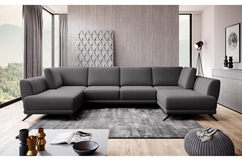 Sovesofa Dobbeltsjeselong Kazuma - Grå - Møbler - Sofaer - Sovesofaer - Langsgående sovesofa
