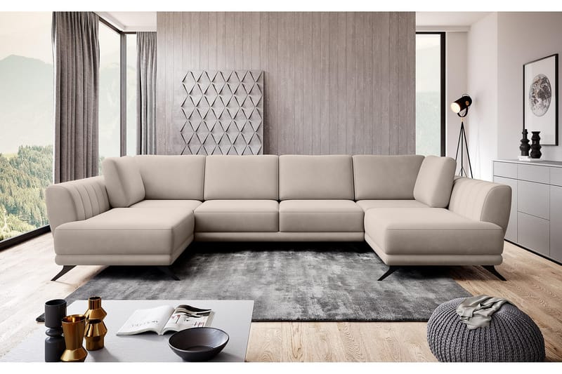 Sovesofa Dobbeltsjeselong Kazuma - Lysebeige - Møbler - Sofaer - Sovesofaer - Langsgående sovesofa