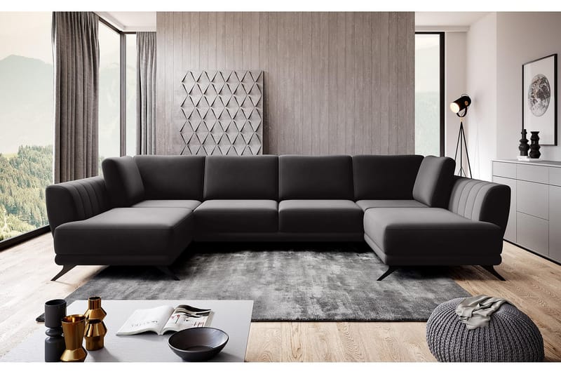 Sovesofa Dobbeltsjeselong Kazuma - Mørkebrun - Møbler - Sofaer - Sovesofaer - Langsgående sovesofa