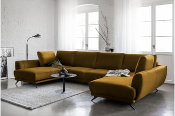 Sovesofa Dobbeltsjeselong Kazuma - Oransje - Møbler - Sofaer - Sovesofaer - Langsgående sovesofa