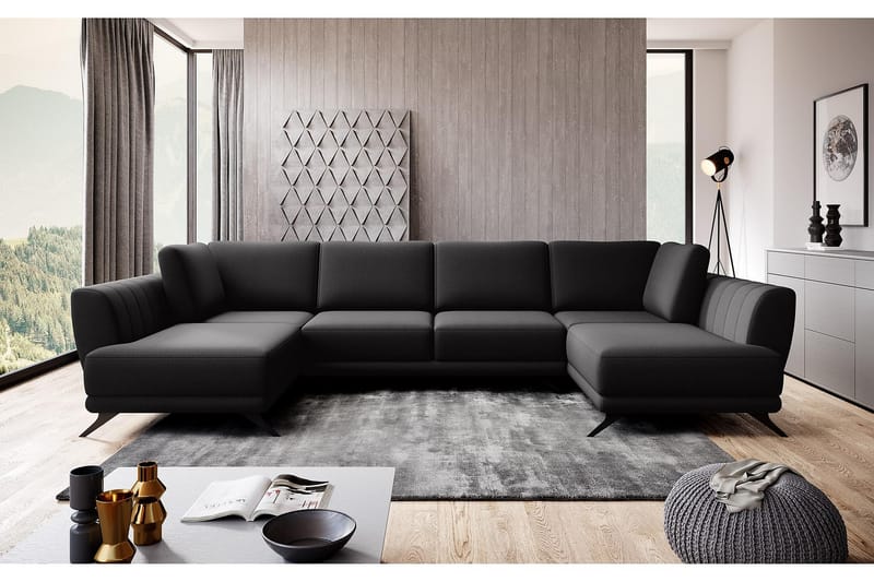 Sovesofa Dobbeltsjeselong Kazuma - Svart - Møbler - Sofaer - Sovesofaer - Langsgående sovesofa