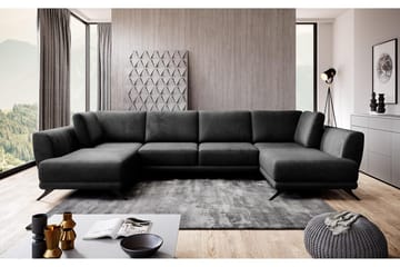 Sovesofa Dobbeltsjeselong Kazuma - Svart - Møbler - Sofaer - Sovesofaer - Langsgående sovesofa