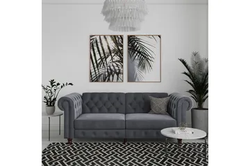 Sovesofa Felix 236x87x83 cm, Antrasitt, Fløyel - 236x87x83 cm, Antrasitt, Fløyel - Møbler - Sofaer - Sovesofaer - 3 seters sovesofa