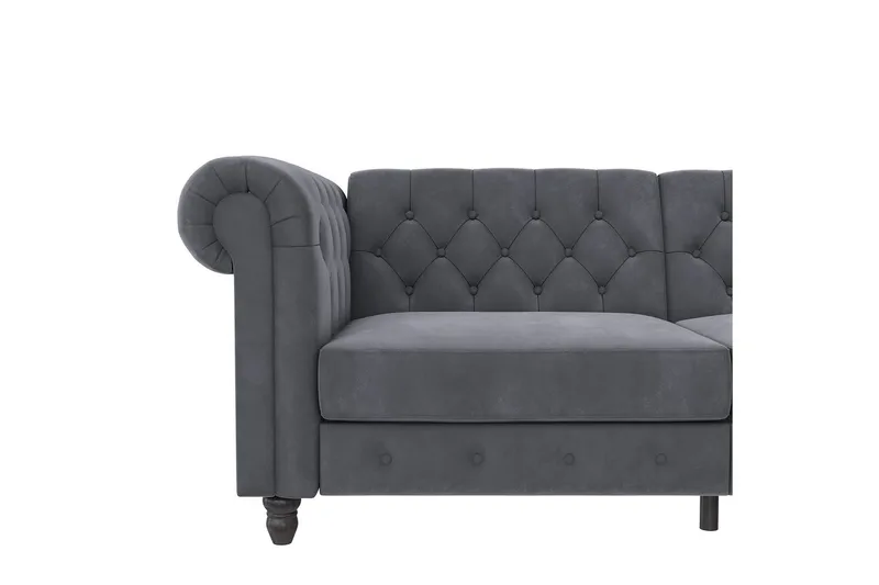 Sovesofa Felix 236x87x83 cm, Antrasitt, Fløyel - 236x87x83 cm, Antrasitt, Fløyel - Møbler - Sofaer - Sovesofaer - 3 seters sovesofa