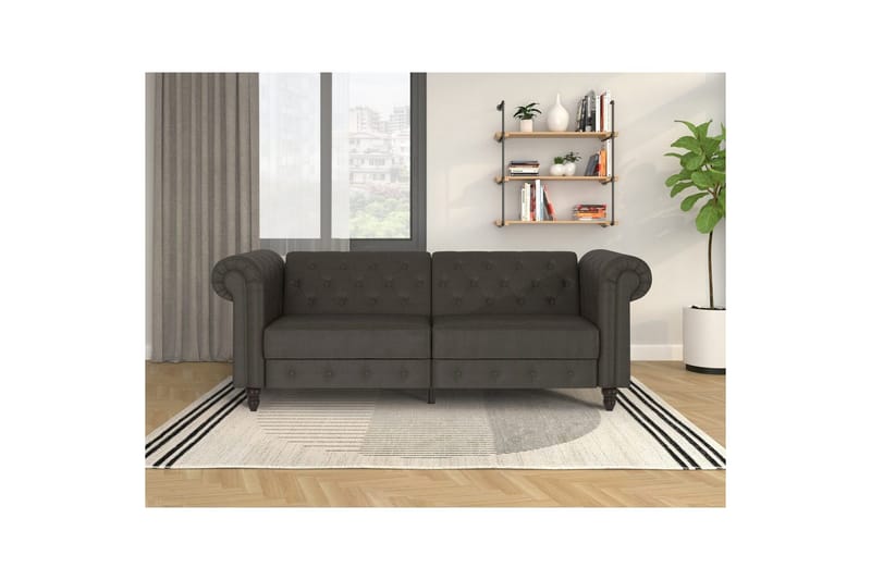 Sovesofa Felix 236x87x83 cm, Antrasitt, Mikrofiber/Tre/Metall - 236x87x83 cm, Antrasitt, Mikrofiber/Tre/Metall - Møbler - Sofaer - Sovesofaer - 3 seters sovesofa