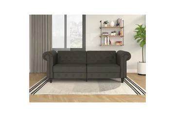 Sovesofa Felix 236x87x83 cm, Antrasitt, Mikrofiber/Tre/Metall - 236x87x83 cm, Antrasitt, Mikrofiber/Tre/Metall - Møbler - Sofaer - Sovesofaer - 3 seters sovesofa