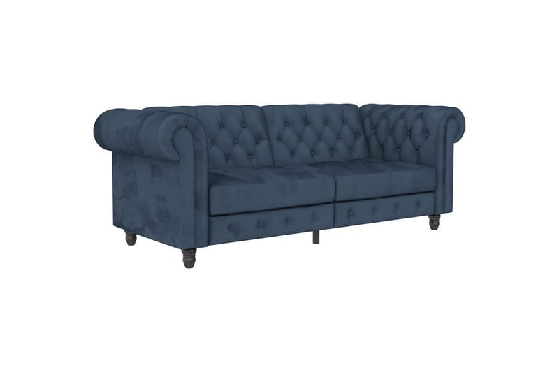 Sovesofa Felix 236x87x83 cm, Blå, Fløyel - 236x87x83 cm, Blå, Fløyel - Møbler - Sofaer - Sovesofaer - 3 seters sovesofa