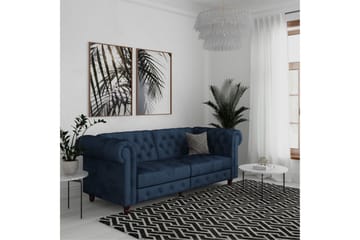 Sovesofa Felix 236x87x83 cm, Blå, Fløyel - 236x87x83 cm, Blå, Fløyel - Møbler - Sofaer - Sovesofaer - 3 seters sovesofa