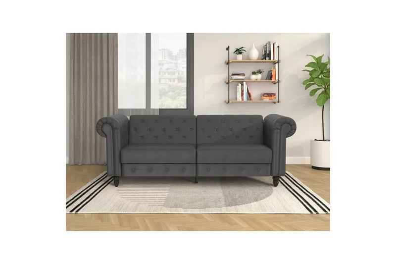Sovesofa Felix 236x87x83 cm, Grå, PU/tre/metall - 236x87x83 cm, Grå, PU/tre/metall - Møbler - Sofaer - Sovesofaer - 3 seters sovesofa