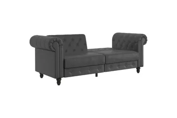 Sovesofa Felix 236x87x83 cm, Grå, PU/tre/metall - 236x87x83 cm, Grå, PU/tre/metall - Møbler - Sofaer - Sovesofaer - 3 seters sovesofa
