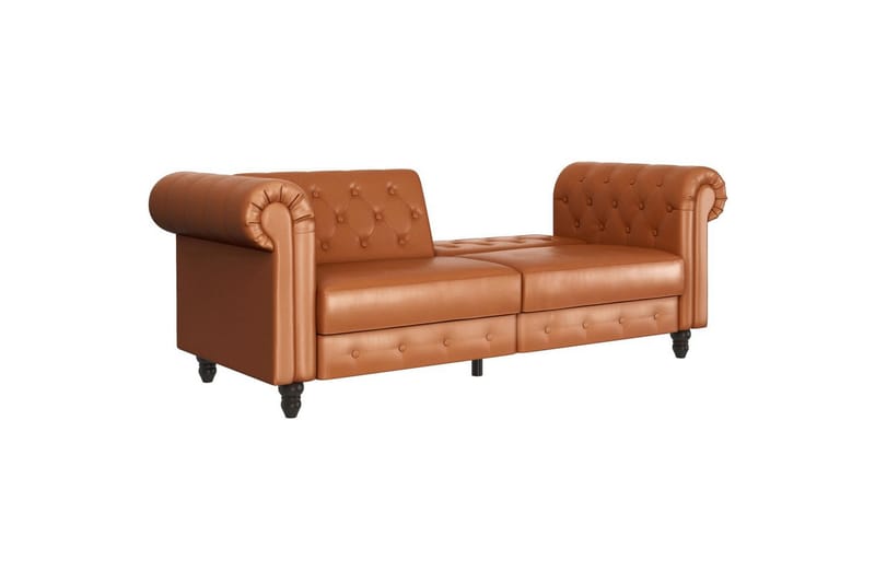 Sovesofa Felix 236x87x83 cm, Kognac, PU/tre/metall - 236x87x83 cm, Kognac, PU/tre/metall - Møbler - Sofaer - Sovesofaer - 3 seters sovesofa