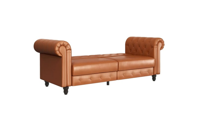 Sovesofa Felix 236x87x83 cm, Kognac, PU/tre/metall - 236x87x83 cm, Kognac, PU/tre/metall - Møbler - Sofaer - Sovesofaer - 3 seters sovesofa