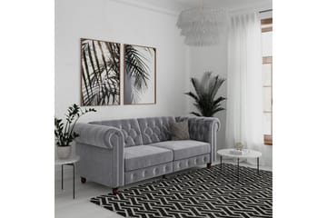 Sovesofa Felix 236x87x83 cm, Lys grå, Fløyel - 236x87x83 cm, Lys grå, Fløyel - Møbler - Sofaer - Sovesofaer - 3 seters sovesofa