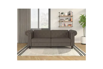 Sovesofa Felix 236x87x83 cm, Mørk brun, Mikrofiber/Tre/Metall - 236x87x83 cm, Mørk brun, Mikrofiber/Tre/Metall - Møbler - Sofaer - Sovesofaer - 3 seters sovesofa
