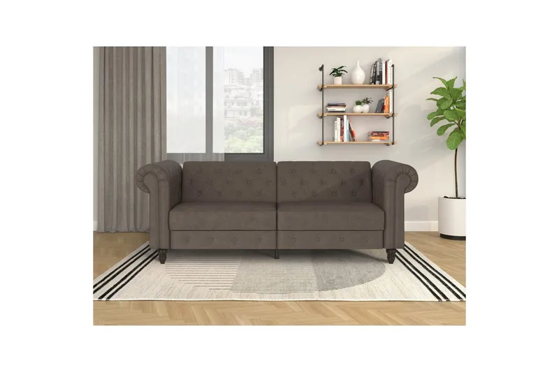 Sovesofa Felix 236x87x83 cm, Mørk brun, Mikrofiber/Tre/Metall - 236x87x83 cm, Mørk brun, Mikrofiber/Tre/Metall - Møbler - Sofaer - Sovesofaer - 3 seters sovesofa