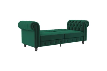 Sovesofa Felix 236x87x83 cm, Mørk grønn, Fløyel - 236x87x83 cm, Mørk grønn, Fløyel - Møbler - Sofaer - Sovesofaer - 3 seters sovesofa