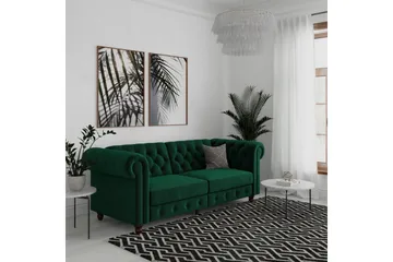 Sovesofa Felix 236x87x83 cm, Mørk grønn, Fløyel - 236x87x83 cm, Mørk grønn, Fløyel - Møbler - Sofaer - Sovesofaer - 3 seters sovesofa