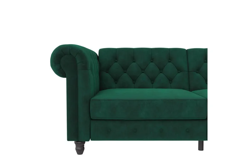 Sovesofa Felix 236x87x83 cm, Mørk grønn, Fløyel - 236x87x83 cm, Mørk grønn, Fløyel - Møbler - Sofaer - Sovesofaer - 3 seters sovesofa