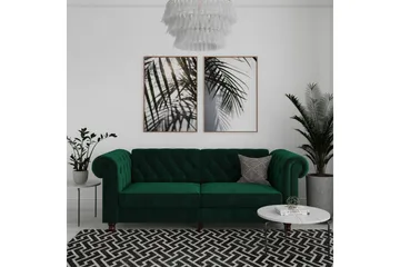 Sovesofa Felix 236x87x83 cm, Mørk grønn, Fløyel - 236x87x83 cm, Mørk grønn, Fløyel - Møbler - Sofaer - Sovesofaer - 3 seters sovesofa