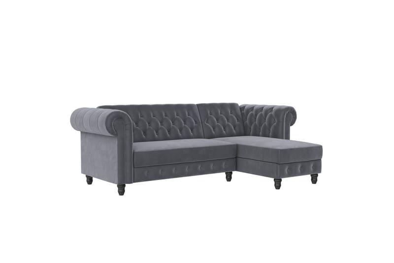 Sovesofa Felix 241x154x83 cm, Antrasitt, Fløyel - 241x154x83 cm, Antrasitt, Fløyel - Møbler - Sofaer - Sovesofaer - Sovesofa divan
