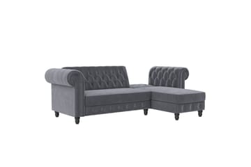 Sovesofa Felix 241x154x83 cm, Antrasitt, Fløyel - 241x154x83 cm, Antrasitt, Fløyel - Møbler - Sofaer - Sovesofaer - Sovesofa divan