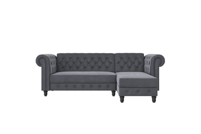 Sovesofa Felix 241x154x83 cm, Antrasitt, Fløyel - 241x154x83 cm, Antrasitt, Fløyel - Møbler - Sofaer - Sovesofaer - Sovesofa divan