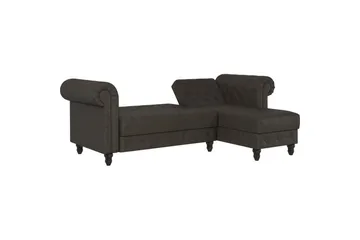 Sovesofa Felix 241x154x83 cm, Antrasitt, Mikrofiber/Tre/Metall - 241x154x83 cm, Antrasitt, Mikrofiber/Tre/Metall - Møbler - Sofaer - Sovesofaer - Sovesofa divan