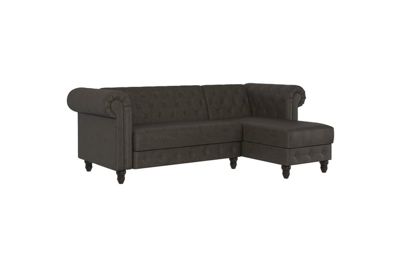 Sovesofa Felix 241x154x83 cm, Antrasitt, Mikrofiber/Tre/Metall - 241x154x83 cm, Antrasitt, Mikrofiber/Tre/Metall - Møbler - Sofaer - Sovesofaer - Sovesofa divan