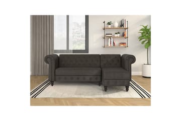 Sovesofa Felix 241x154x83 cm, Antrasitt, Mikrofiber/Tre/Metall - 241x154x83 cm, Antrasitt, Mikrofiber/Tre/Metall - Møbler - Sofaer - Sovesofaer - Sovesofa divan