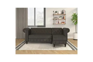 Sovesofa Felix 241x154x83 cm, Antrasitt, Mikrofiber/Tre/Metall - 241x154x83 cm, Antrasitt, Mikrofiber/Tre/Metall - Møbler - Sofaer - Sovesofaer - Sovesofa divan
