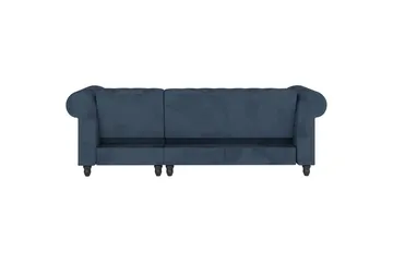 Sovesofa Felix 241x154x83 cm, Blå, Fløyel/Tre/Metall - 241x154x83 cm, Blå, Fløyel/Tre/Metall - Møbler - Sofaer - Sovesofaer - Sovesofa divan