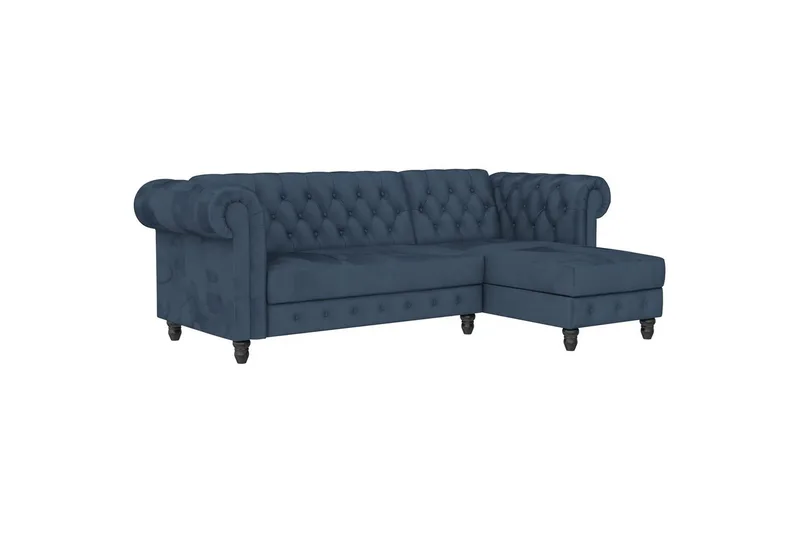 Sovesofa Felix 241x154x83 cm, Blå, Fløyel/Tre/Metall, 241x154x83 cm, Blå, Fløyel/Tre/Metall