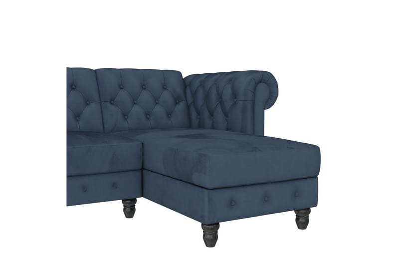 Sovesofa Felix 241x154x83 cm, Blå, Fløyel/Tre/Metall - 241x154x83 cm, Blå, Fløyel/Tre/Metall - Møbler - Sofaer - Sovesofaer - Sovesofa divan