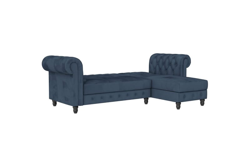 Sovesofa Felix 241x154x83 cm, Blå, Fløyel/Tre/Metall - 241x154x83 cm, Blå, Fløyel/Tre/Metall - Møbler - Sofaer - Sovesofaer - Sovesofa divan