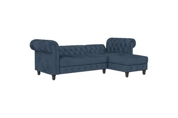 Sovesofa Felix 241x154x83 cm, Blå, Fløyel/Tre/Metall - 241x154x83 cm, Blå, Fløyel/Tre/Metall - Møbler - Sofaer - Sovesofaer - Sovesofa divan