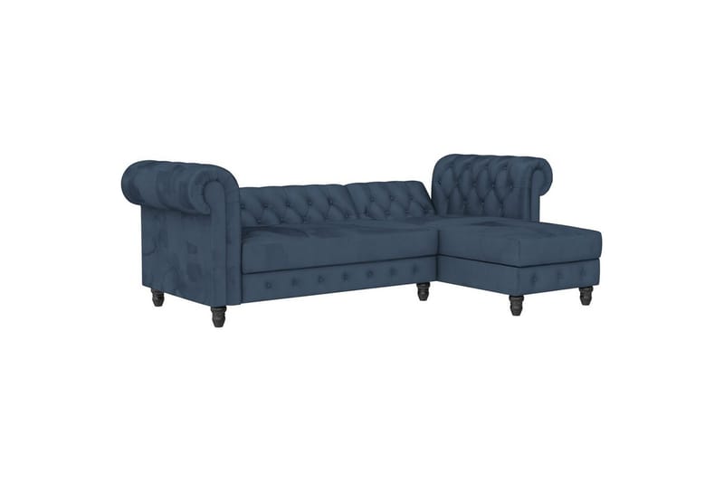 Sovesofa Felix 241x154x83 cm, Blå, Fløyel/Tre/Metall - 241x154x83 cm, Blå, Fløyel/Tre/Metall - Møbler - Sofaer - Sovesofaer - Sovesofa divan