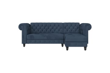 Sovesofa Felix 241x154x83 cm, Blå, Fløyel/Tre/Metall - 241x154x83 cm, Blå, Fløyel/Tre/Metall - Møbler - Sofaer - Sovesofaer - Sovesofa divan