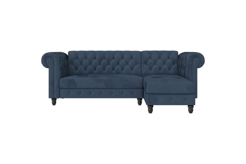 Sovesofa Felix 241x154x83 cm, Blå, Fløyel/Tre/Metall - 241x154x83 cm, Blå, Fløyel/Tre/Metall - Møbler - Sofaer - Sovesofaer - Sovesofa divan