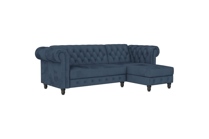 Sovesofa Felix 241x154x83 cm, Blå, Fløyel/Tre/Metall - 241x154x83 cm, Blå, Fløyel/Tre/Metall - Møbler - Sofaer - Sovesofaer - Sovesofa divan