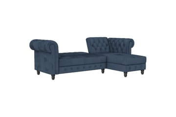 Sovesofa Felix 241x154x83 cm, Blå, Fløyel/Tre/Metall - 241x154x83 cm, Blå, Fløyel/Tre/Metall - Møbler - Sofaer - Sovesofaer - Sovesofa divan