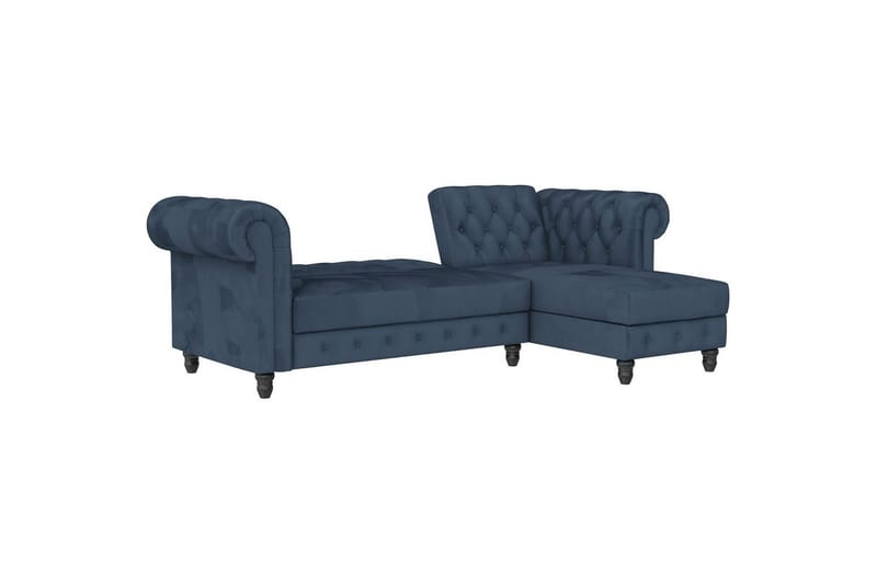 Sovesofa Felix 241x154x83 cm, Blå, Fløyel/Tre/Metall - 241x154x83 cm, Blå, Fløyel/Tre/Metall - Møbler - Sofaer - Sovesofaer - Sovesofa divan