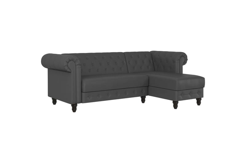 Sovesofa Felix 241x154x83 cm, Grå, PU/tre/metall - 241x154x83 cm, Grå, PU/tre/metall - Møbler - Sofaer - Sovesofaer - Sovesofa divan