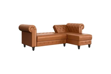 Sovesofa Felix 241x154x83 cm, Kognac, PU/tre/metall - 241x154x83 cm, Kognac, PU/tre/metall - Møbler - Sofaer - Sovesofaer - Sovesofa divan