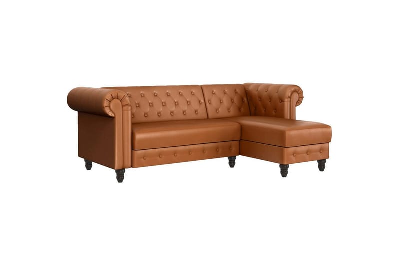 Sovesofa Felix 241x154x83 cm, Kognac, PU/tre/metall - 241x154x83 cm, Kognac, PU/tre/metall - Møbler - Sofaer - Sovesofaer - Sovesofa divan