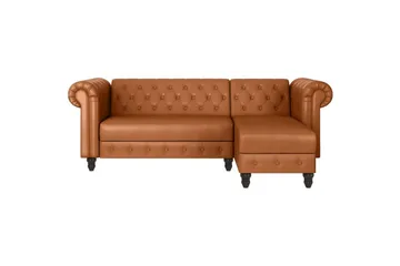 Sovesofa Felix 241x154x83 cm, Kognac, PU/tre/metall - 241x154x83 cm, Kognac, PU/tre/metall - Møbler - Sofaer - Sovesofaer - Sovesofa divan