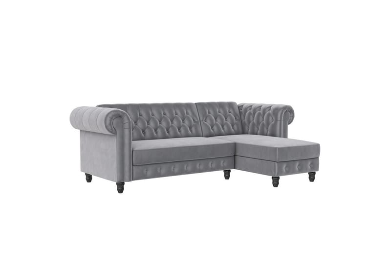 Sovesofa Felix 241x154x83 cm, Lys grå, Fløyel - 241x154x83 cm, Lys grå, Fløyel - Møbler - Sofaer - Sovesofaer - Sovesofa divan