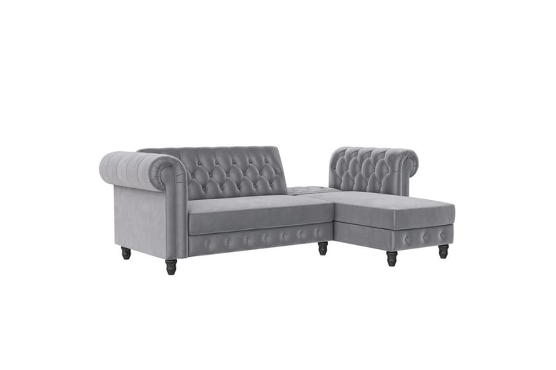 Sovesofa Felix 241x154x83 cm, Lys grå, Fløyel - 241x154x83 cm, Lys grå, Fløyel - Møbler - Sofaer - Sovesofaer - Sovesofa divan